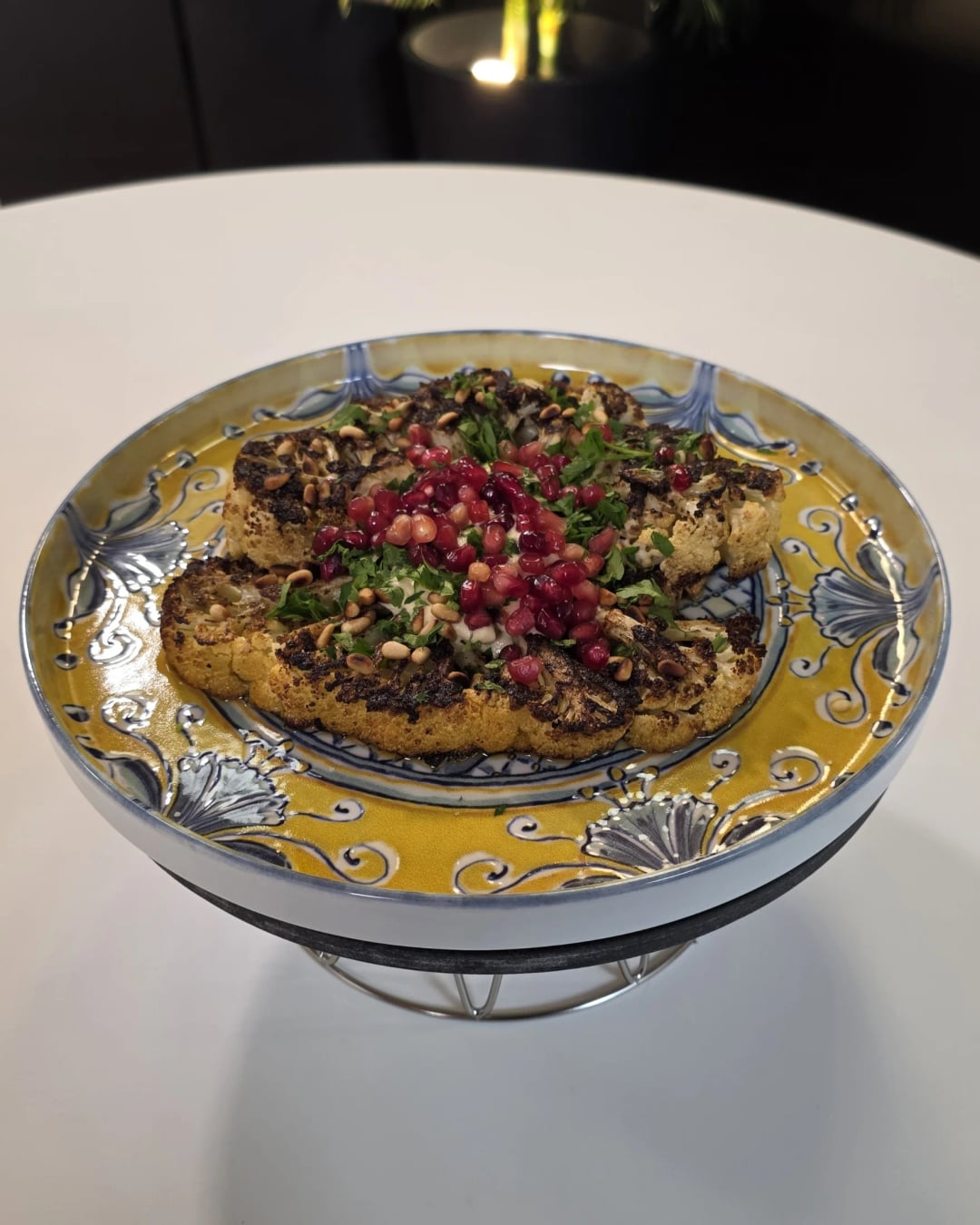 Cauliflower "Steak" with Hummus and Pomegranate Sauce - Video recipe thumbnail
