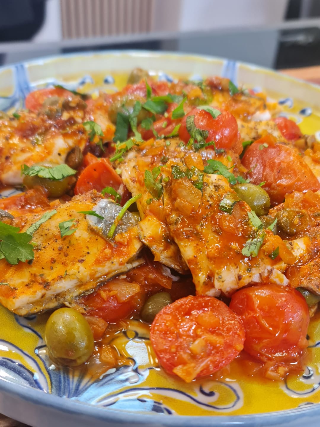 Fish with Cherry Tomatoes and Capers - recipe