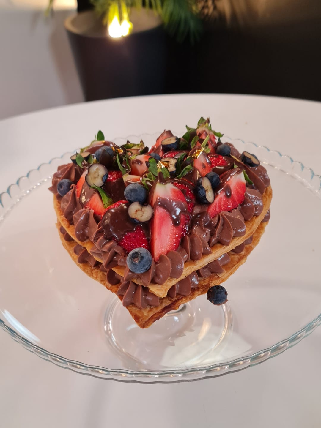 Μιλφέιγ σοκολάτας σε σχήμα καρδιάς - recipe