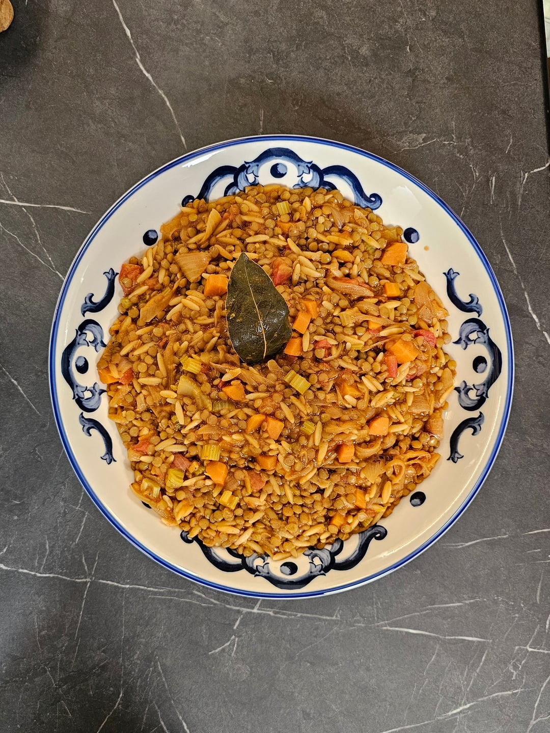 Lentils with Small Pasta Shells (Kritharaki) - Recipe image
