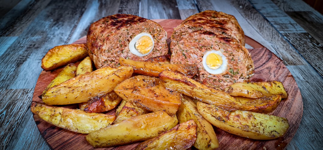 Meatloaf Roll with Halloumi and Eggs - Recipe image