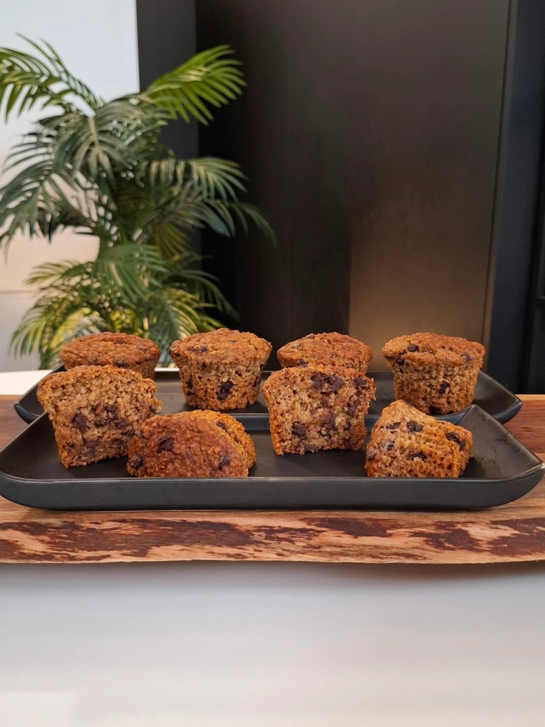 Μάφινς με βρόμη, μπανάνα και μαύρη σοκολάτα - Recipe image