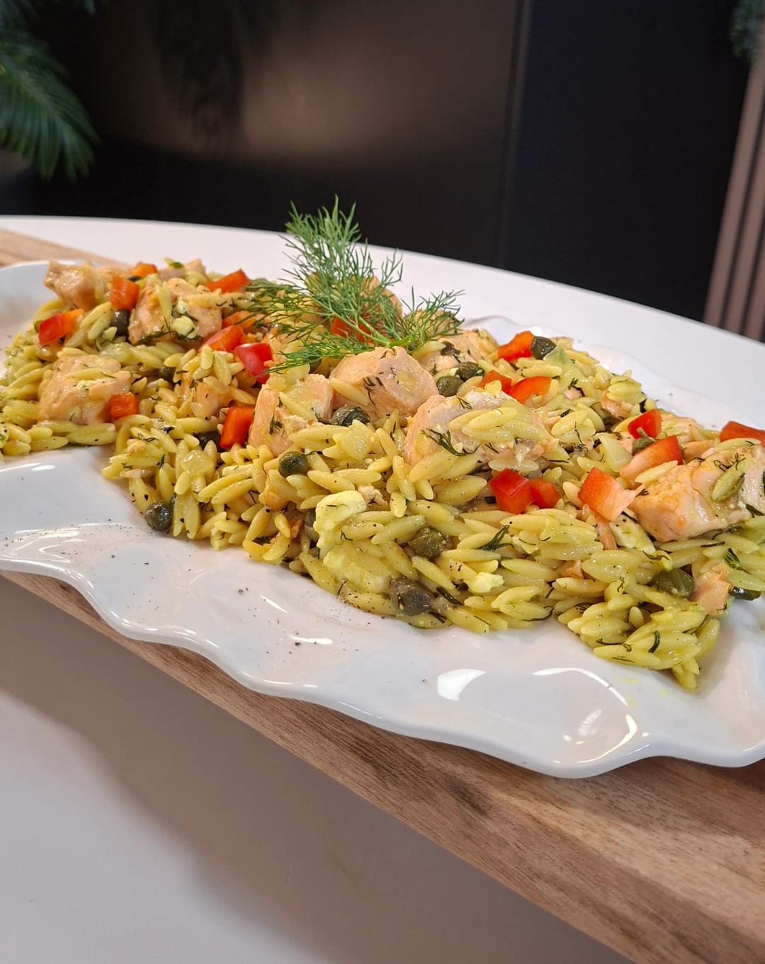Orzo with Salmon, Capers, and Feta - recipe