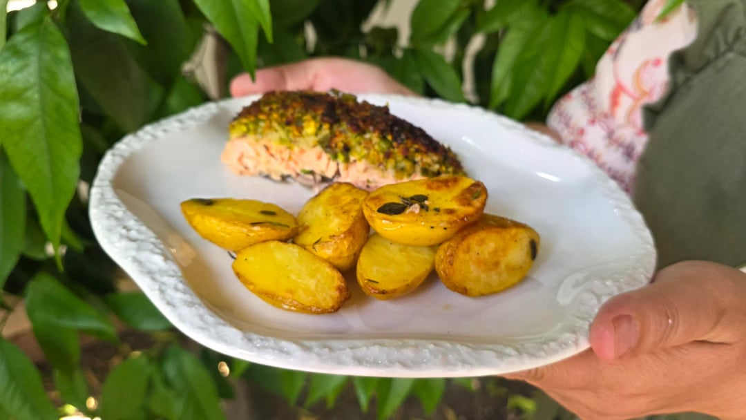 Salmon with Crispy Crust and Baby Potatoes - Recipe image