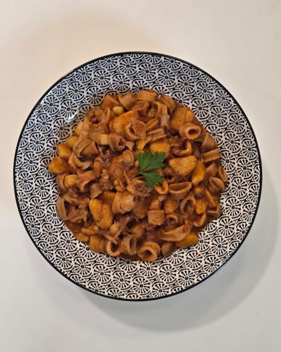 Stewed Calamari with Potatoes - recipe