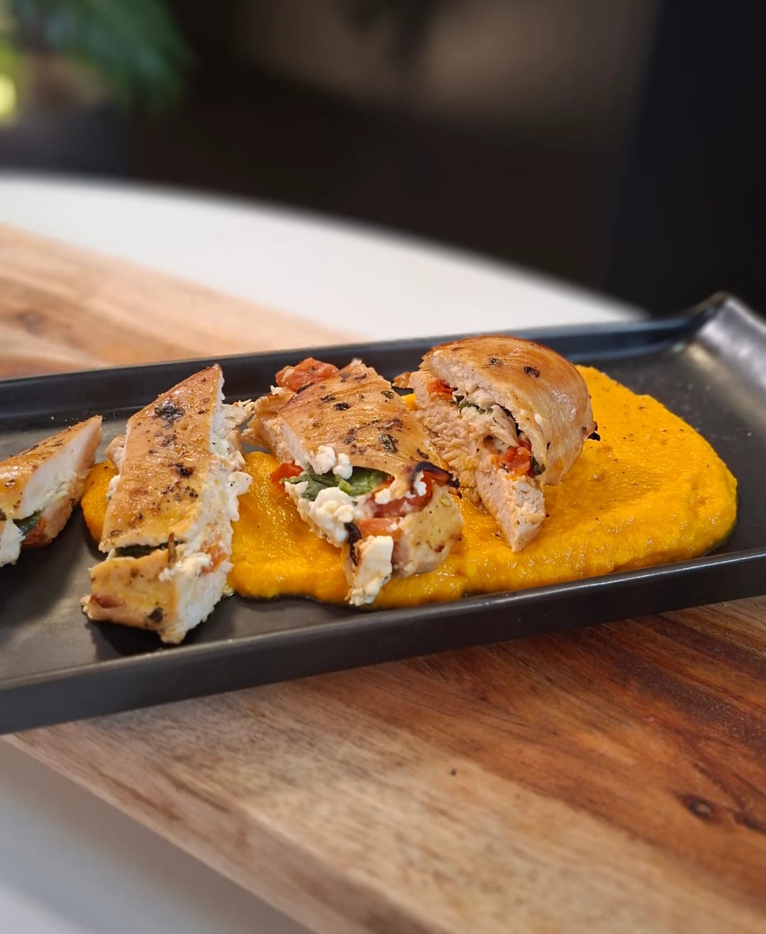 Stuffed Chicken and Carrot Puree - recipe